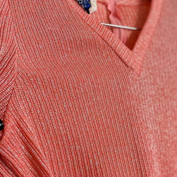 Vintage 60s L’Aiglon long sleeve V-neck zip back sparkle top blouse size medium - Picture 2 of 9